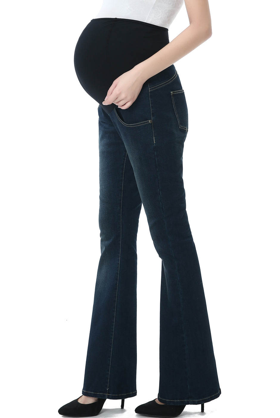 Kimi + Kai Maternity "Dixie" Flare Leg Denim Jeans