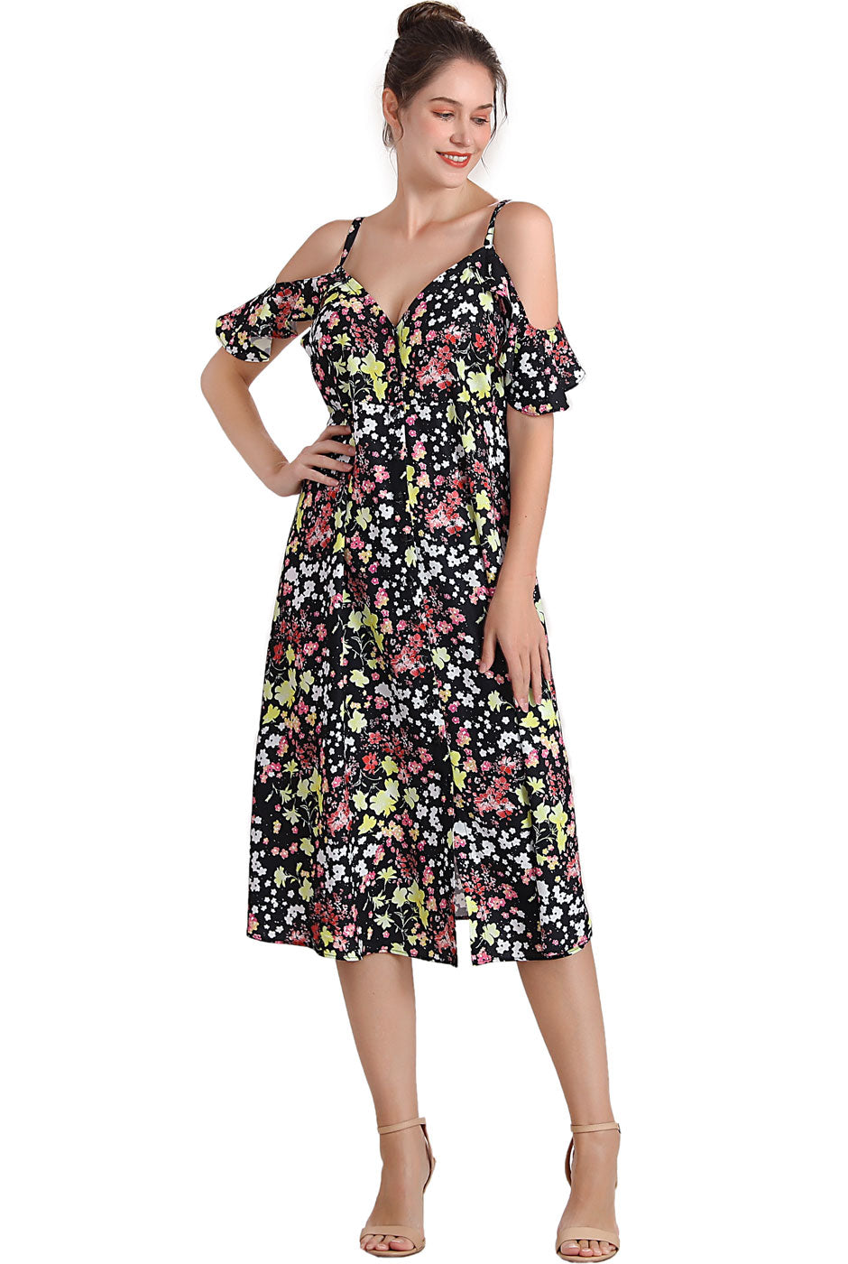 Kimi + Kai Maternity "Esme" Cold Shoulder Nursing Dress