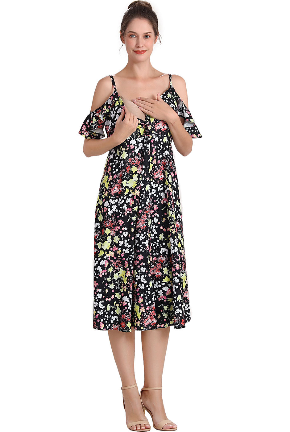 Kimi + Kai Maternity "Esme" Cold Shoulder Nursing Dress