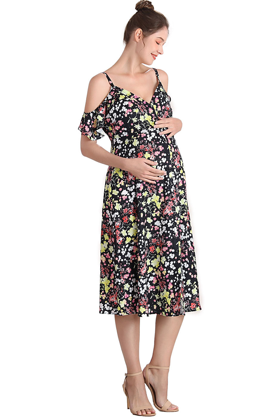 Kimi + Kai Maternity "Esme" Cold Shoulder Nursing Dress