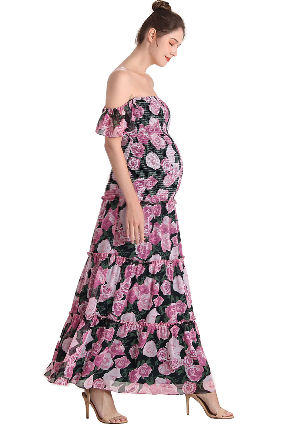 Kimi + Kai Maternity "Acey" Smocked Maxi Dress
