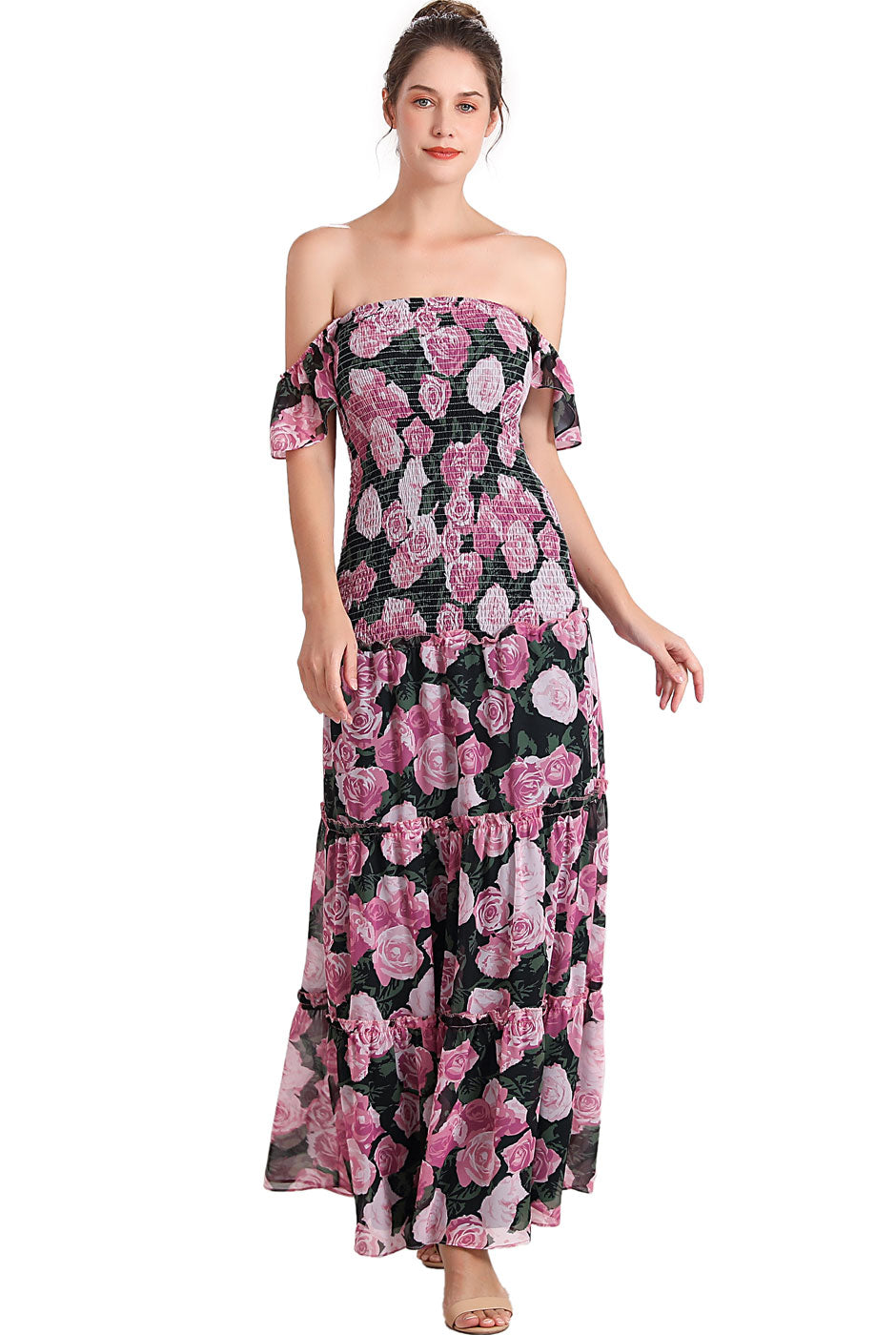 Kimi + Kai Maternity "Acey" Smocked Maxi Dress