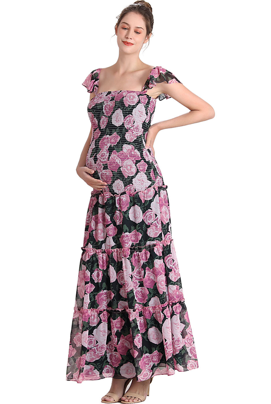 Kimi + Kai Maternity "Acey" Smocked Maxi Dress