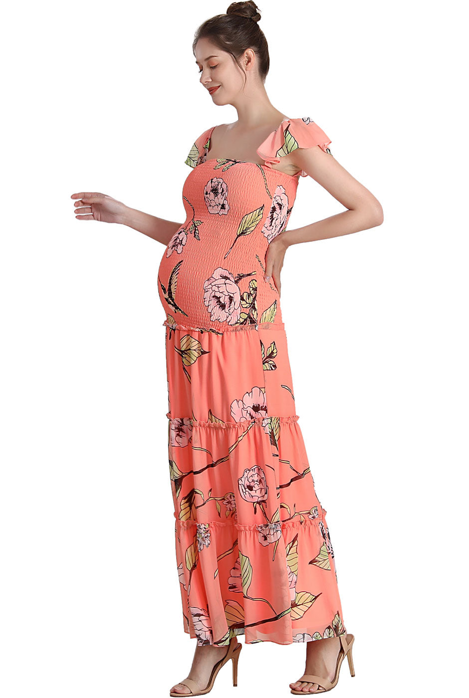 Kimi + Kai Maternity "Addy" Smocked Maxi Dress