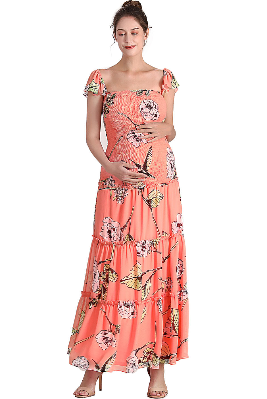 Kimi + Kai Maternity "Addy" Smocked Maxi Dress