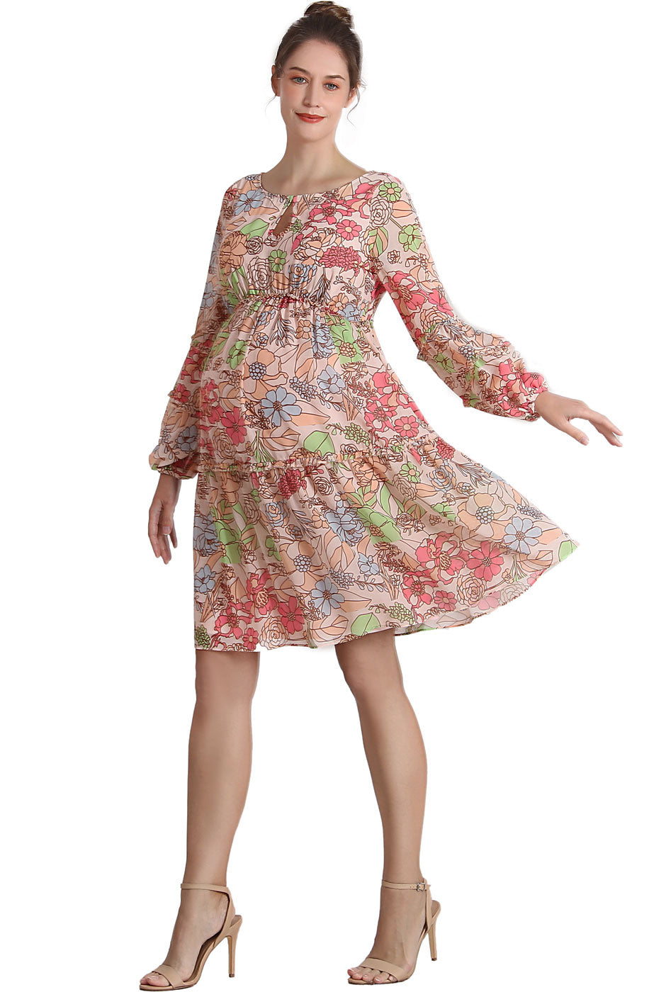 Kimi + Kai Maternity "Aiko" Chiffon Dress