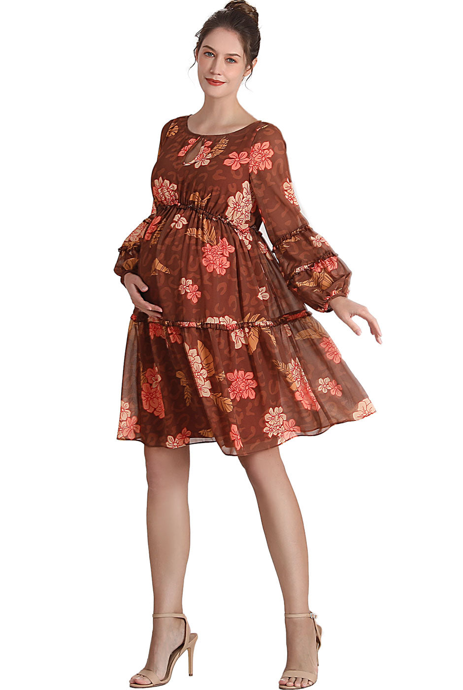 Kimi + Kai Maternity Abby Chiffon Dress
