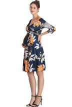 Kimi + Kai Maternity "Dona" Floral Faux Wrap Nursing Dress