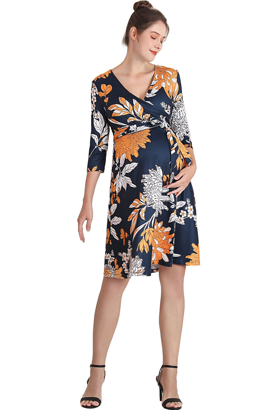 Kimi + Kai Maternity Dona Floral Faux Wrap Nursing Dress