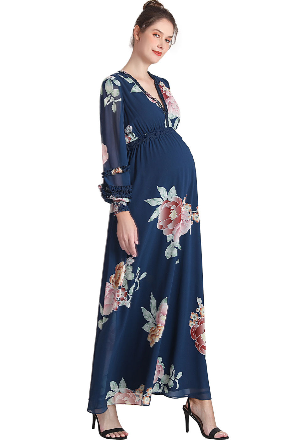 Kimi + Kai Maternity "Adell" Maxi Chiffon Dress