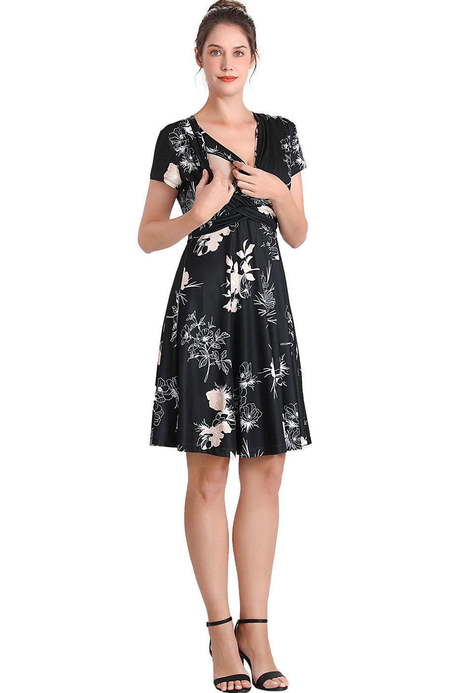 Kimi + Kai Maternity "Bess" Faux Wrap Nursing Dress