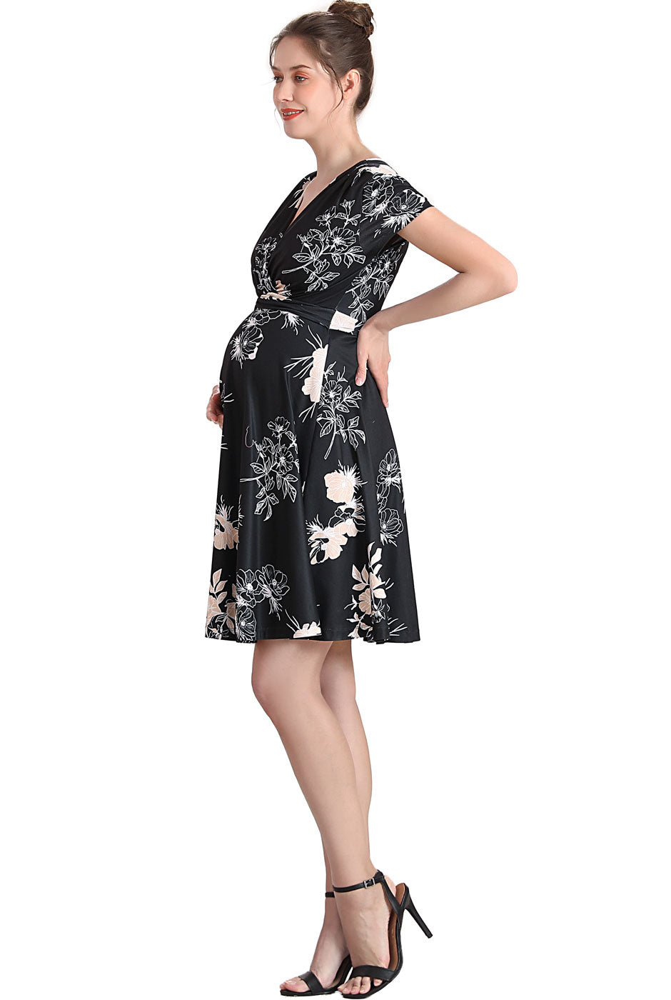 Kimi + Kai Maternity "Bess" Faux Wrap Nursing Dress