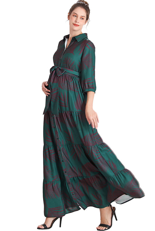 Kimi + Kai Maternity "Abree" Button Front Nursing Maxi Dress