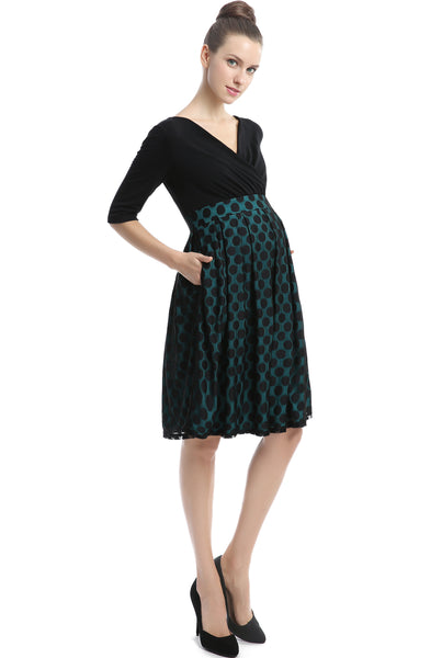 Kimi + Kai Maternity "Giana" Polka Dot Lace Dress