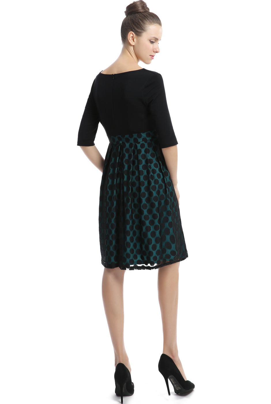 Kimi + Kai Maternity "Giana" Polka Dot Lace Dress