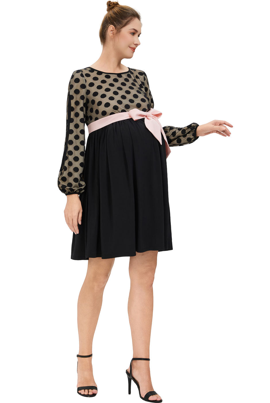 Kimi + Kai Maternity "Macy" Polka Dot Lace Dress
