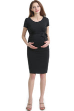 Load image into Gallery viewer, Kimi + Kai Maternity "Lana" Ruched Belted Dress
