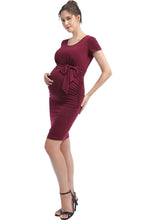 Load image into Gallery viewer, Kimi + Kai Maternity "Lana" Ruched Belted Dress