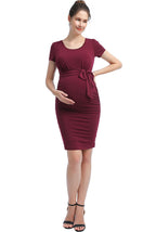 Kimi + Kai Maternity "Lana" Ruched Belted Dress