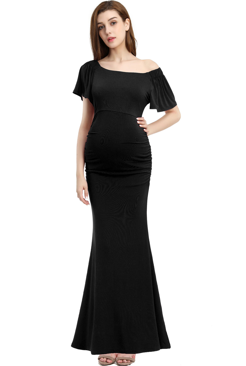 Kimi + Kai Maternity "Abigail" Off Shoulder Maxi Dress