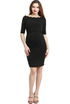 Kimi + Kai Maternity "Kendall" Off-Shoulder Midi Body Con Dress