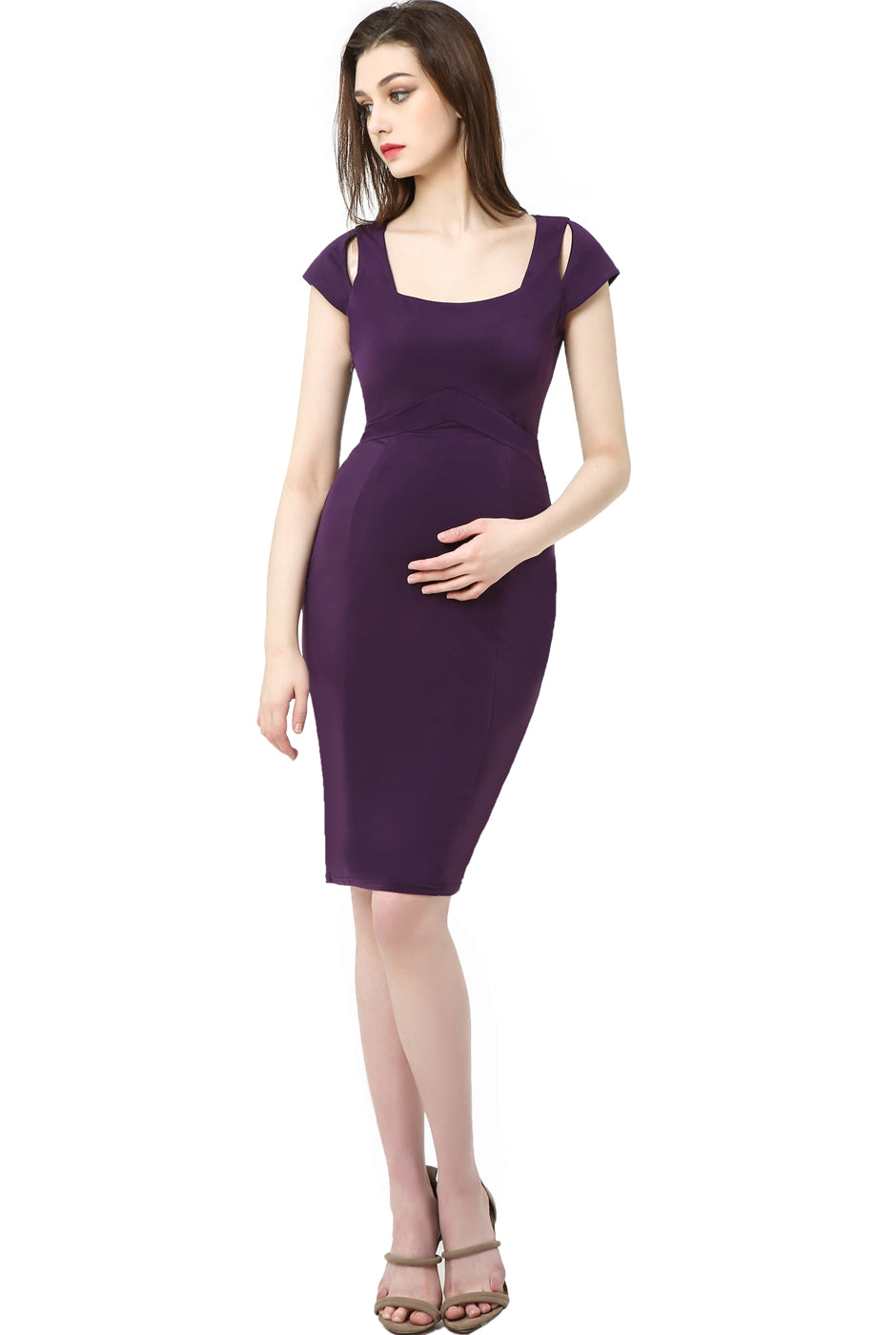 Kimi + Kai Maternity "Julie" Cold Shoulder Body-Con Dress
