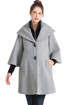 Kimi + Kai Maternity "Aanya" A-Line Wool Coat with Removable Bib