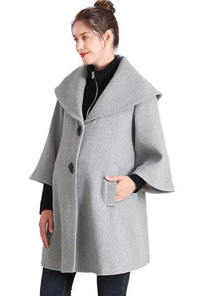 Kimi + Kai Maternity "Aanya" A-Line Wool Coat with Removable Bib