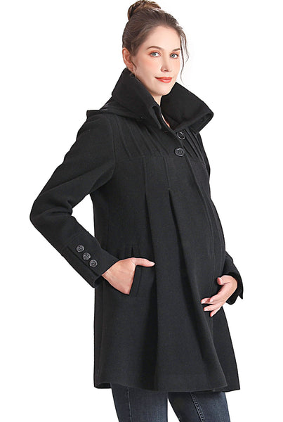 Kimi + Kai Maternity "Aela" A-Line Hooded Wool Coat