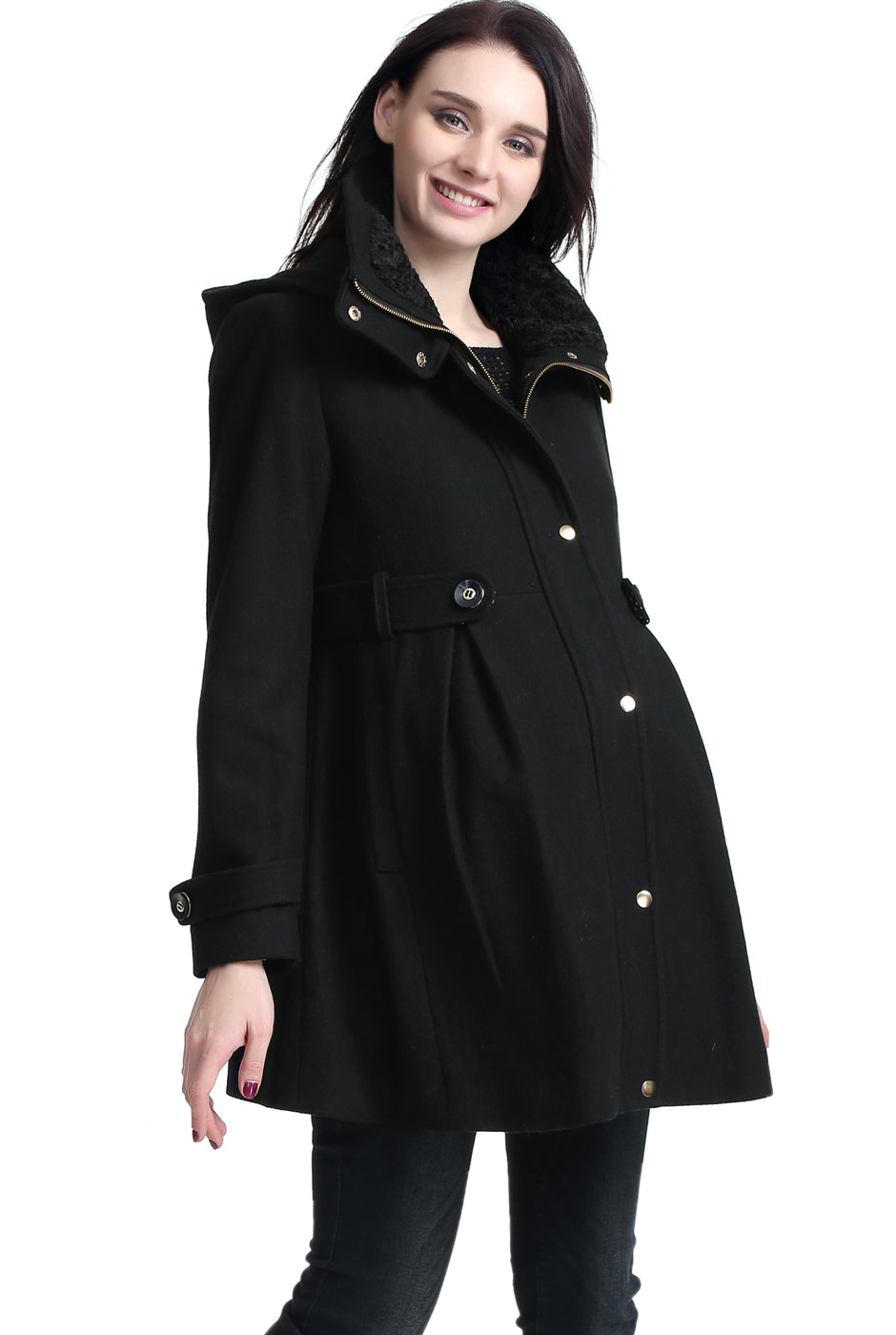 Kimi + Kai Maternity "Olivia" Wool Blend Parka Coat