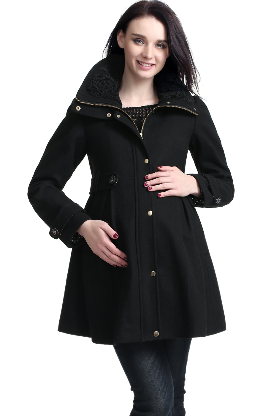 Kimi + Kai Maternity "Olivia" Wool Blend Parka Coat