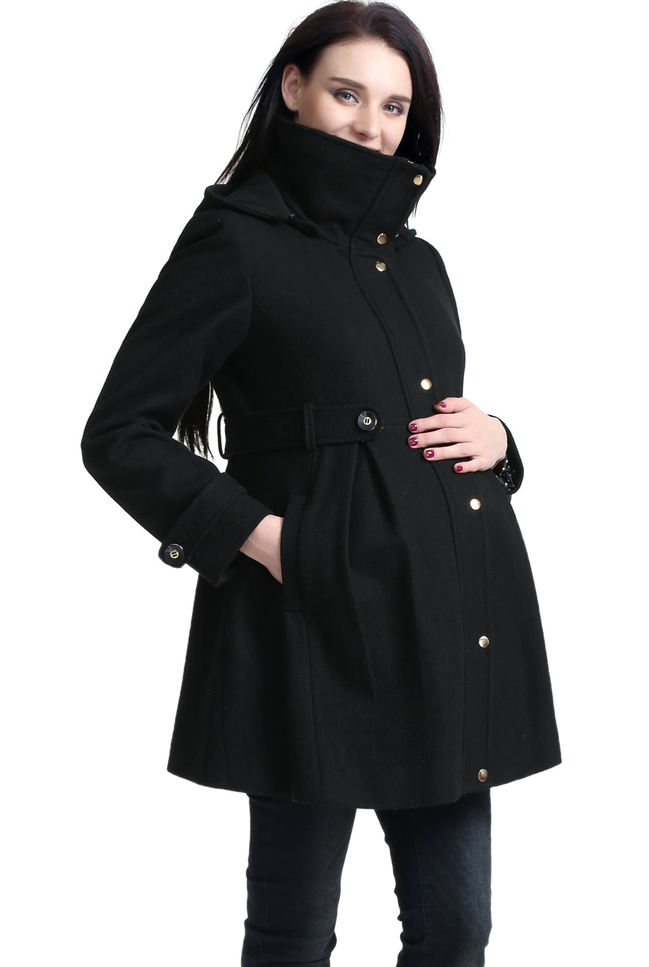 Kimi + Kai Maternity "Olivia" Wool Blend Parka Coat