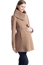 Kimi + Kai Maternity "Mia" Wool Blend Fold Collar Coat