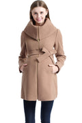Kimi + Kai Maternity "Mia" Wool Blend Fold Collar Coat