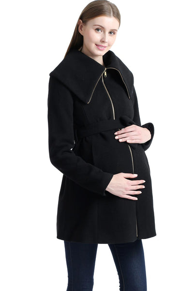 Kimi + Kai Maternity "Mia" Wool Blend Fold Collar Coat