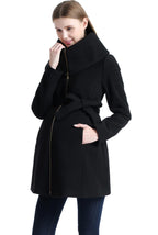 Kimi + Kai Maternity "Mia" Wool Blend Fold Collar Coat