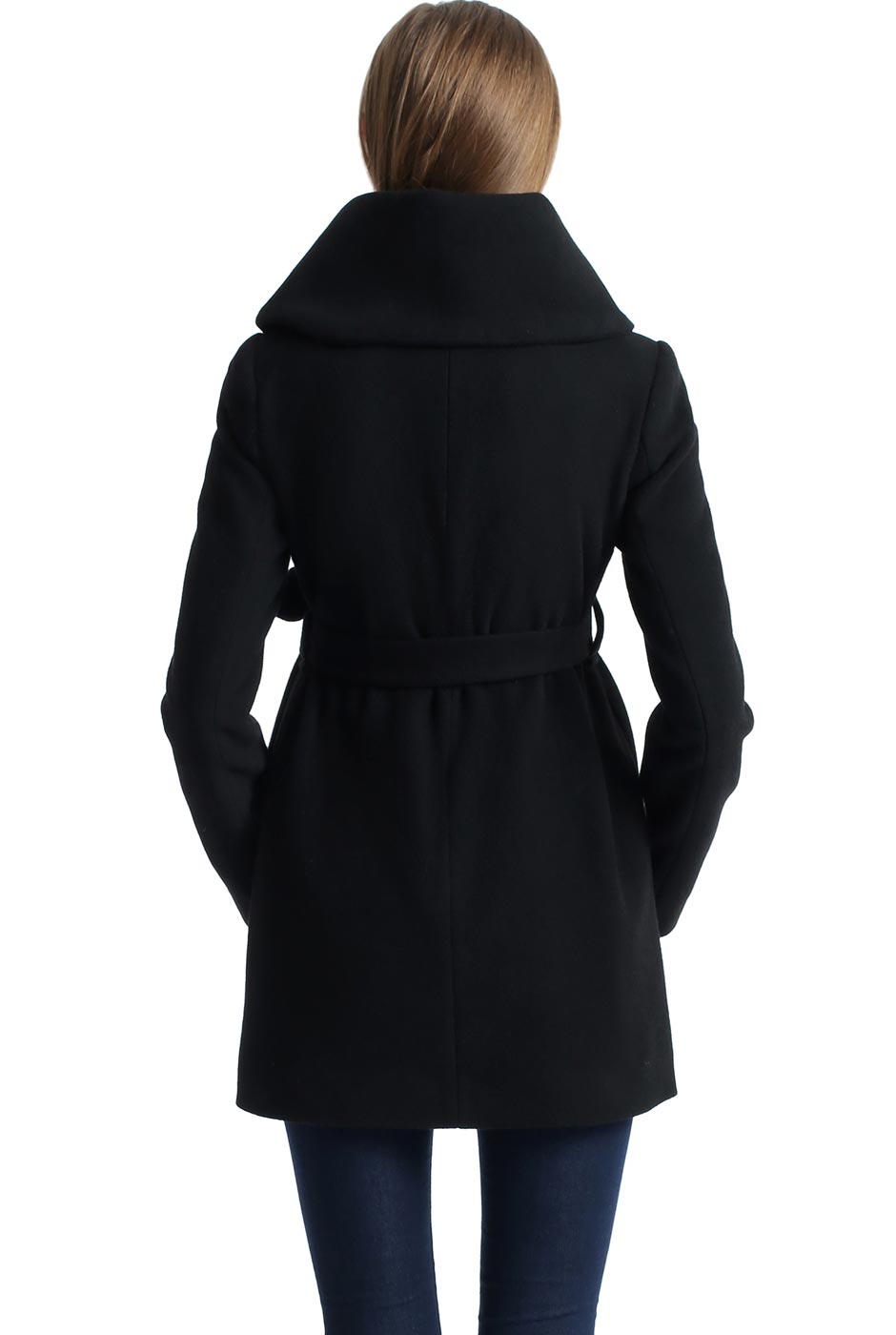 Kimi + Kai Maternity "Mia" Wool Blend Fold Collar Coat