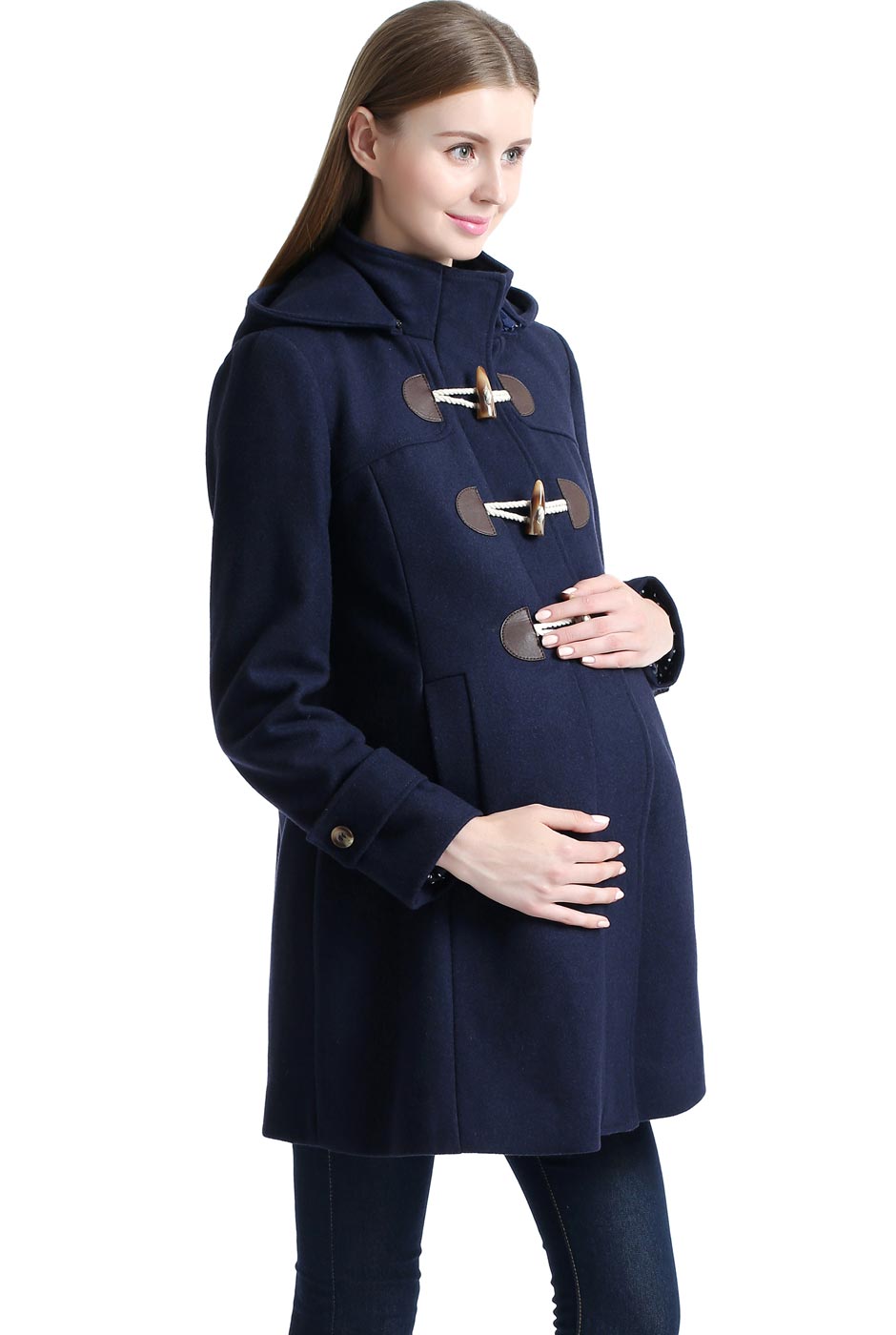 Kimi + Kai Maternity "Paisley" Wool Blend Duffle Toggle Coat