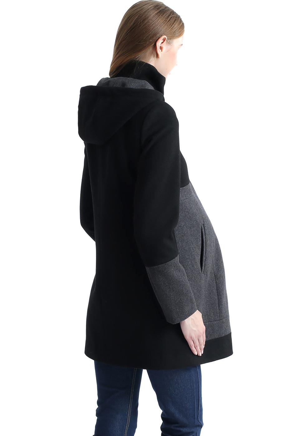 Kimi + Kai Maternity "Tessa" Wool Blend Colorblock Coat