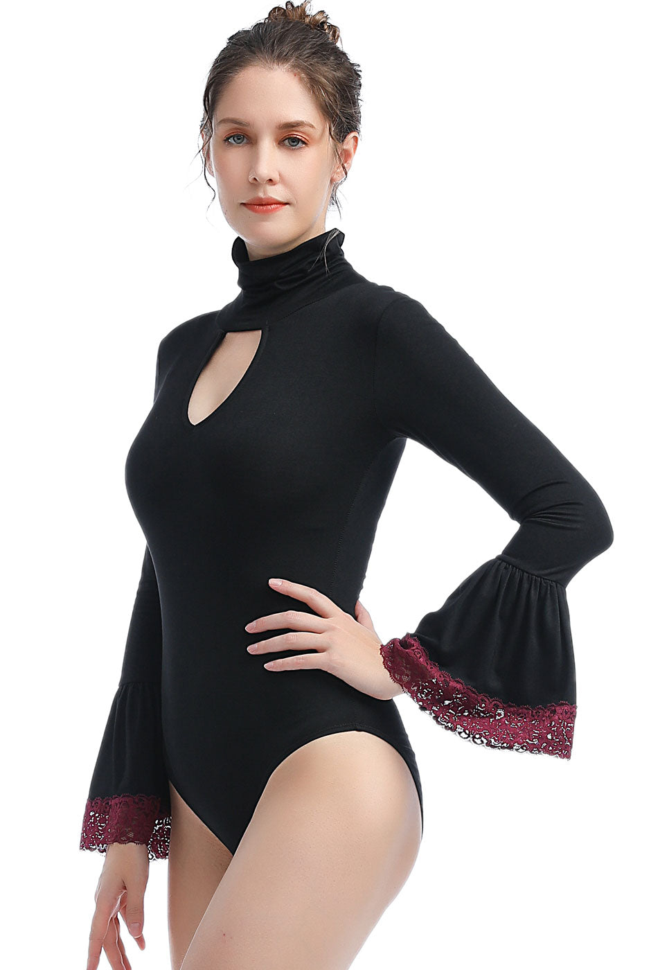 Kimi + Kai Women's "Dea" Cut Out Bell Sleeve Bodysuit