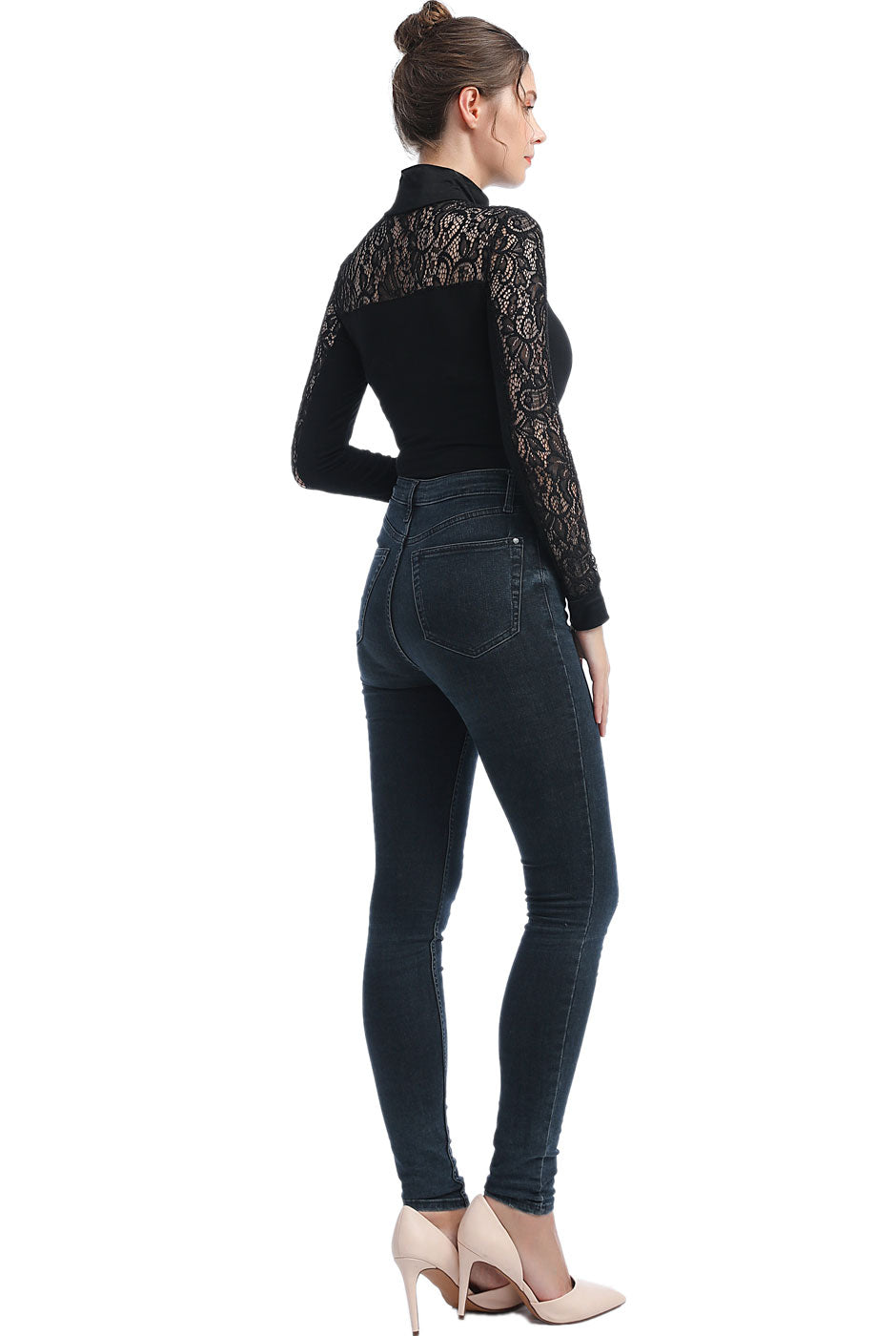 Kimi + Kai Women's "Gem" Lace Mock Neck Bodysuit