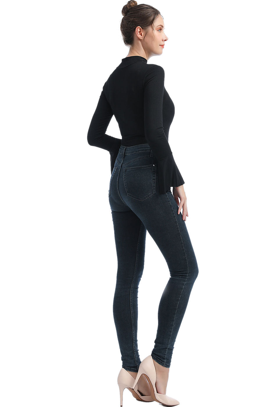 Kimi + Kai Women's "Jan" Turtle Neck Bell Sleeve Bodysuit