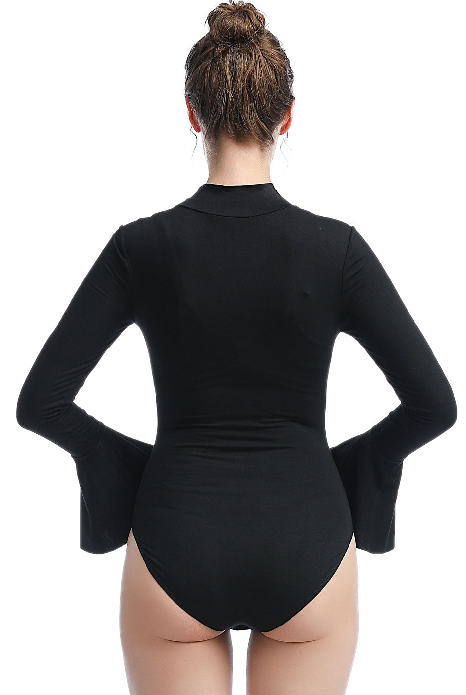 Kim Slinky Jersey Bodysuit with Statement Sleeves in Black – Bisou Bisou
