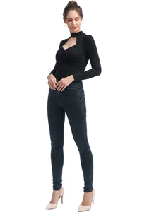 Kimi + Kai Women's "Min" Faux Wrap Turtle Neck Bodysuit