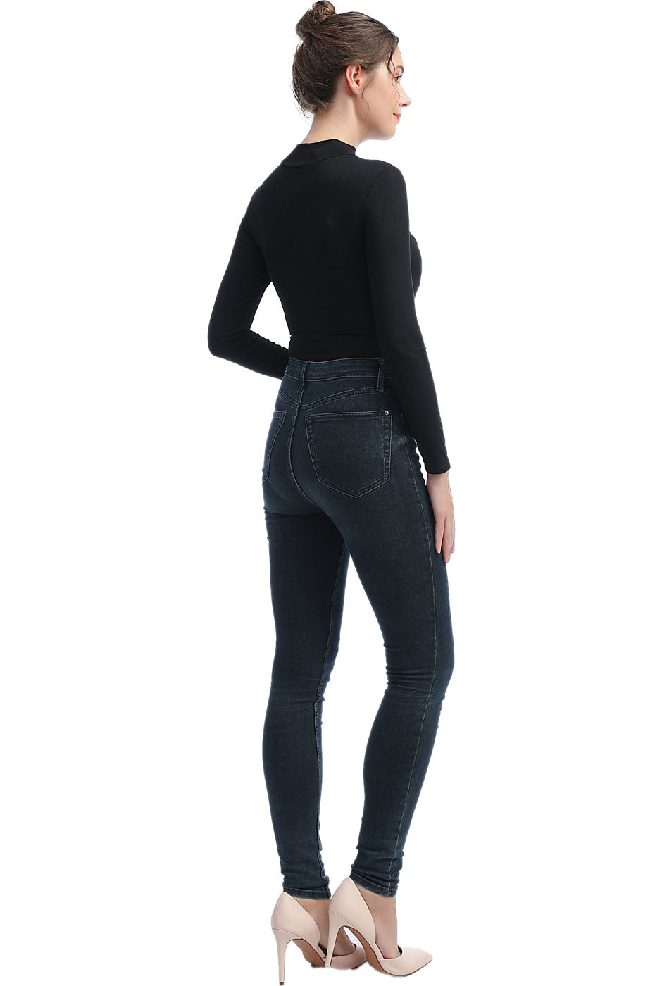 Kimi + Kai Women's "Min" Faux Wrap Turtle Neck Bodysuit