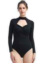 Kimi + Kai Women's "Min" Faux Wrap Turtle Neck Bodysuit
