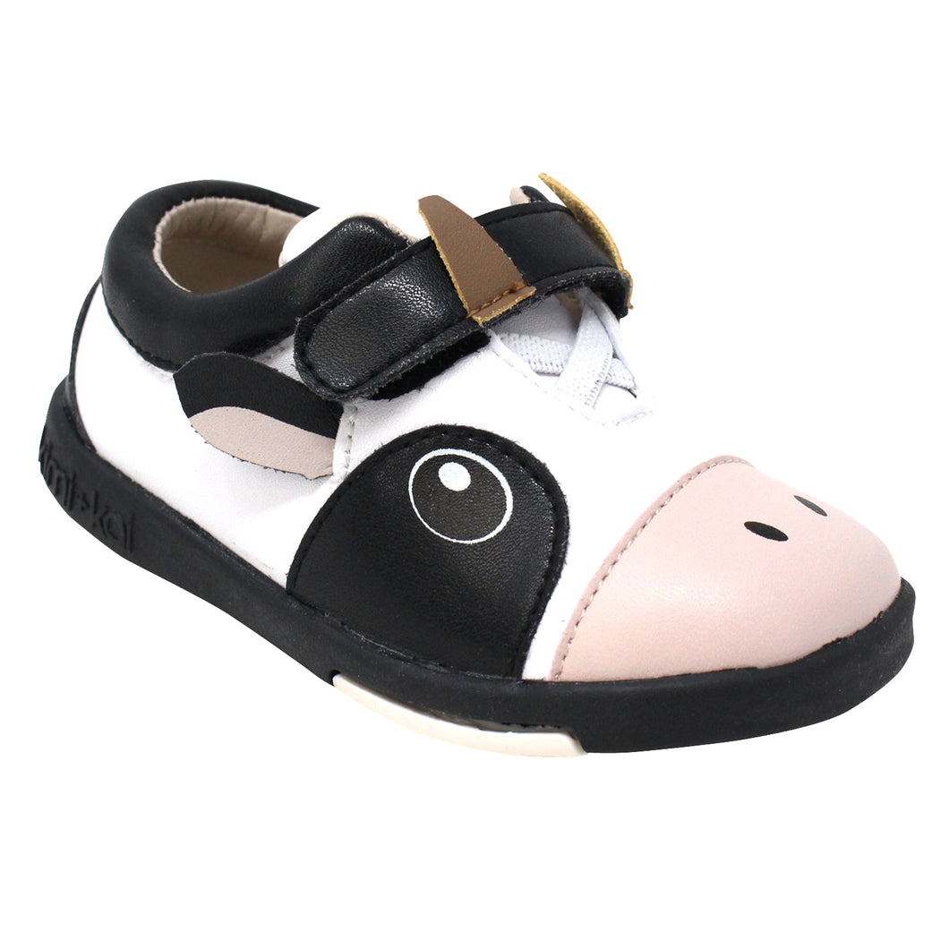 Kimi + Kai Unisex Sneaker Shoes (First Walker & Toddler) - Happy Cow Black White