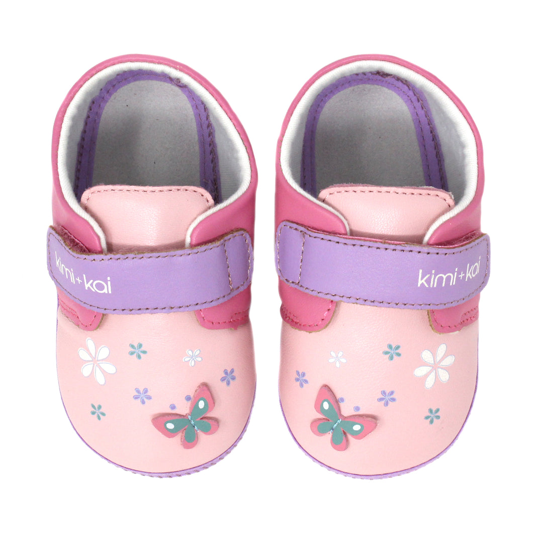 Kimi + Kai Girls Soft Sole Lambskin Leather Shoes - Butterfly (First Walker & Toddler)