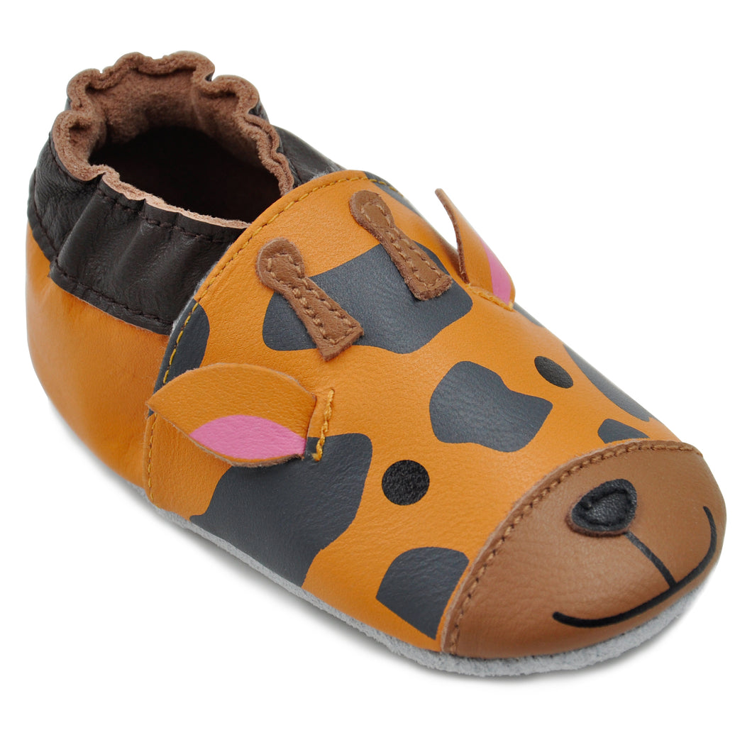 Kimi + Kai Unisex Soft Sole Leather Baby Shoes - Giraffe