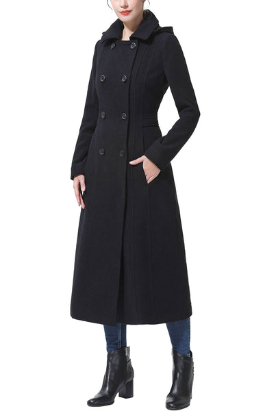 Kimi + Kai Women's "Laila" Long Hooded Wool Walking Coat